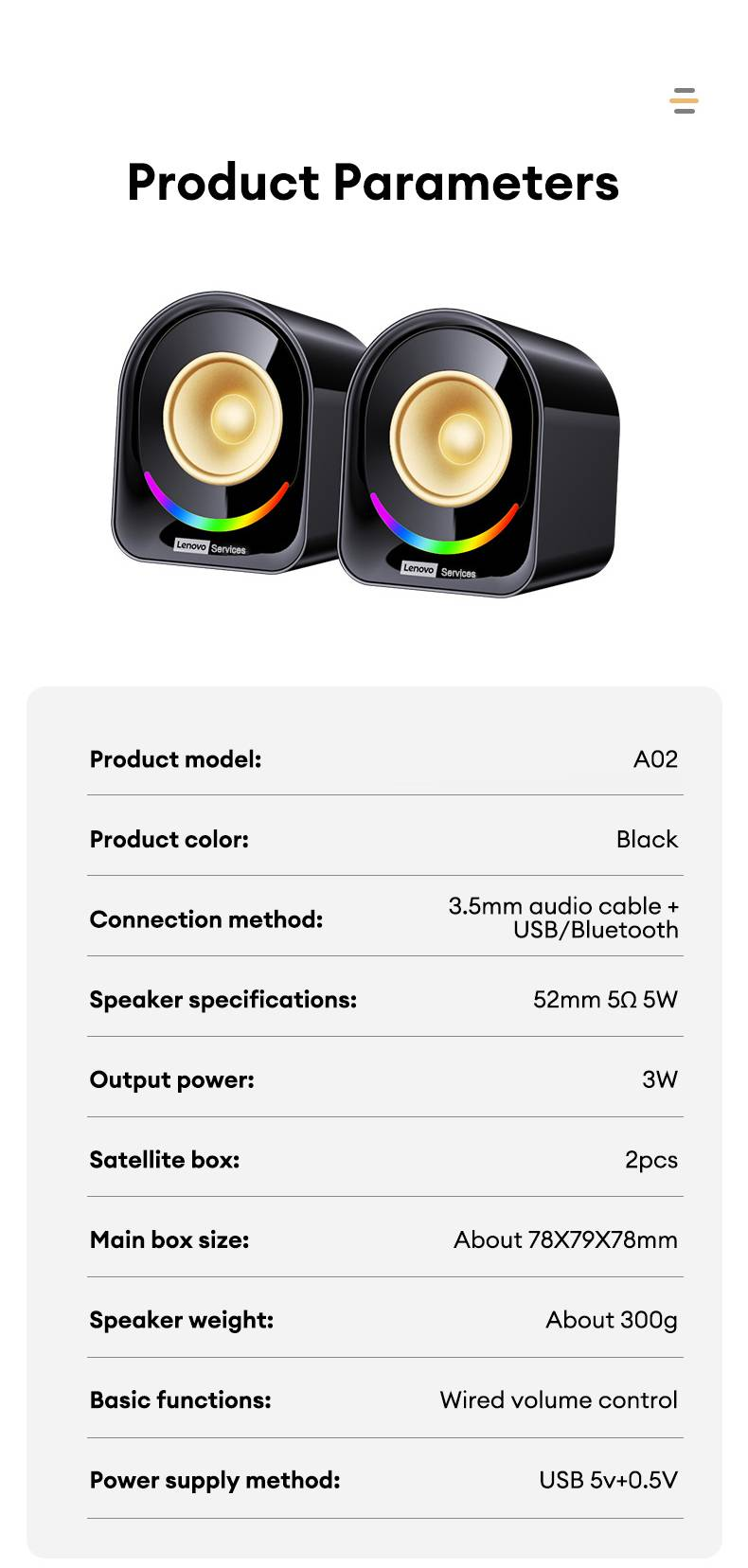 Original Lenovo A02 Wireless Bluetooth V5.4 Lautsprecher mit Dual Mode RGB Licht Kabelgebundener Lautsprecher Lebendiger Stereo Sound Camping Soundbox_voghion.com