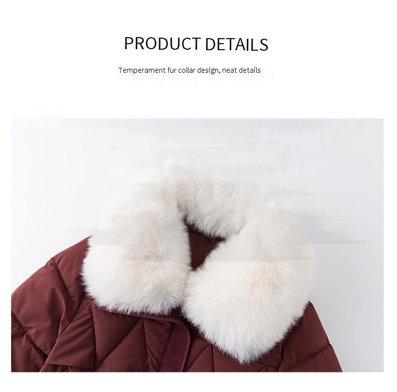 Langer Puffermantel mit Gürtel und abnehmbarem Kunstpelzbesatz – Steppjacke im Wintertrench-Stil (4 Farben fürs Büro und für Veranstaltungen)_voghion.com