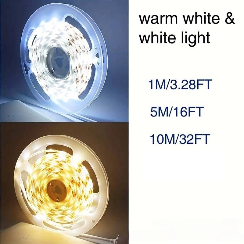 Tira de luces LED USB de 5 V, 2835 de alto brillo, flexible, para decoración del hogar (blanco cálido/blanco frío, no regulable)_voghion.com