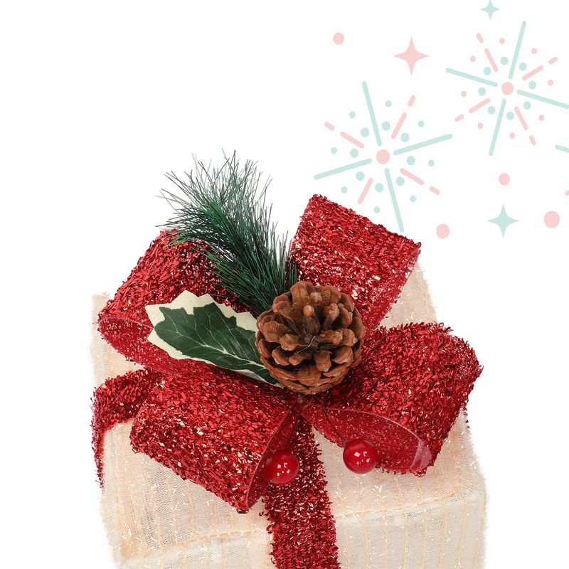 Box ABS Plastic Frame LED 60 Light Warm White Light Three-Piece Set Onion Cloth Christmas Gift Box_voghion.com