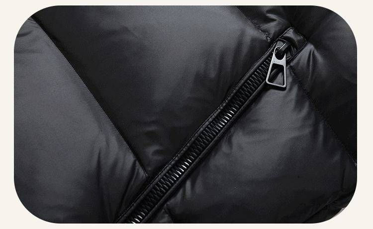 Piumino corto unisex nero metallizzato - Piumino d'anatra 550fp, antivento e termico, esterno lucido per l'inverno (S-3xl)_voghion.com