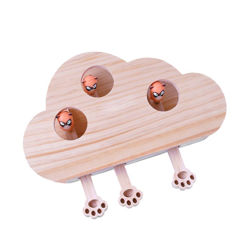 Meow Fairy Solid Wood Whack-A-Mole Toy Teasing Stick Cat Lifestyle Supplies_voghion.com