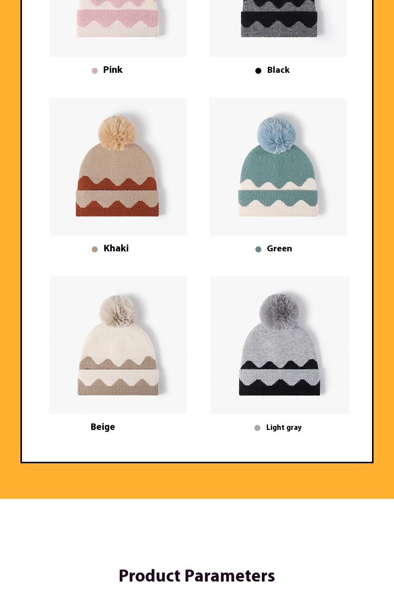 European And American Versatile Warm And Plush Thick Ball With Wool Women's Color Blocked Woolen Hat Fashionable And Simple Outdoor Knitted Hat_voghion.com