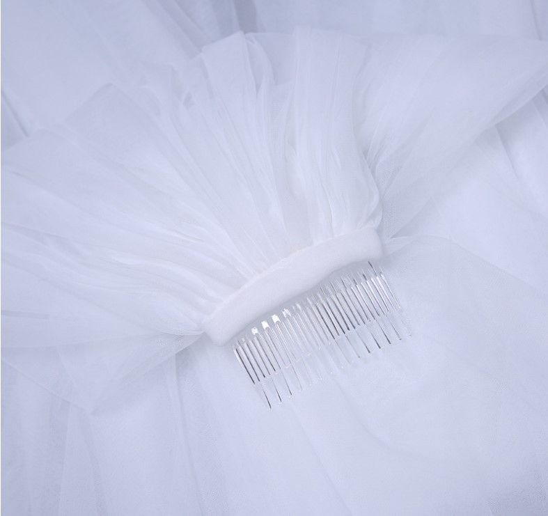 New Headdress, Bride's Double-layer Simple Edging Satin Ribbon Design Yarn_voghion.com