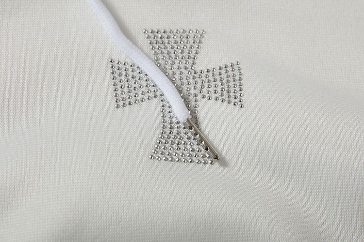 Women's Autumn New Loose Top Cross Hot Diamond Zipper Hooded Sweatshirt_voghion.com