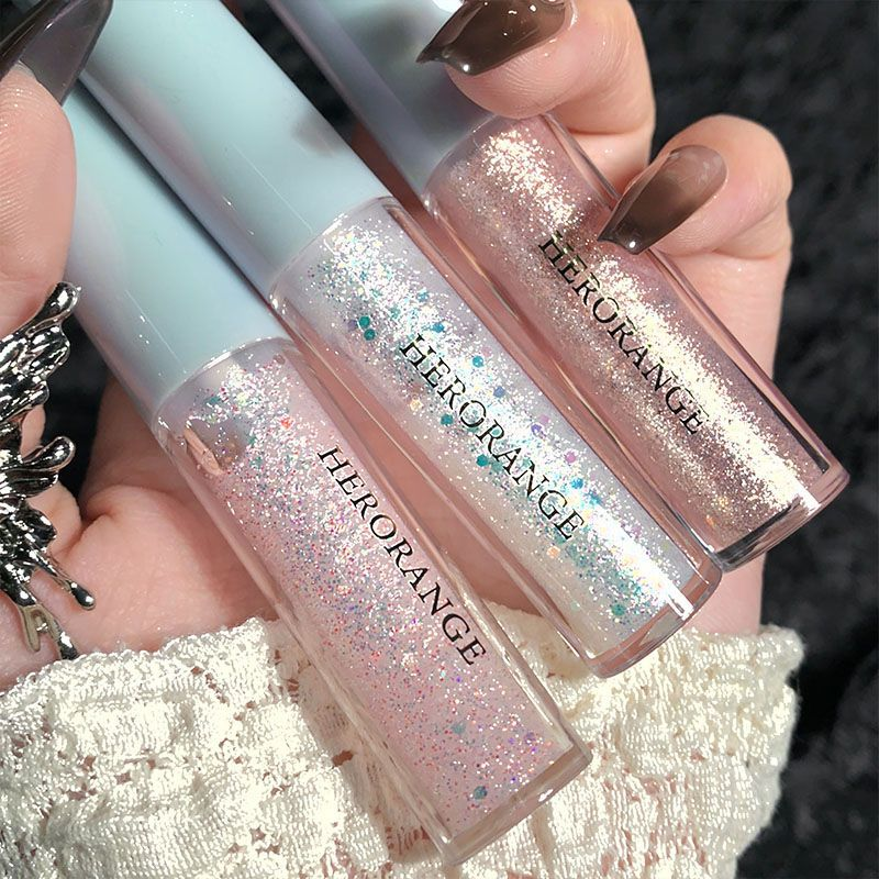 Flüssiger Glitzer-Highlighter-Lidschatten, wasserfest, perlmuttartig, glänzender Lidschatten, Eyeliner, Pailletten, liegender Silkwo-Liner_voghion.com