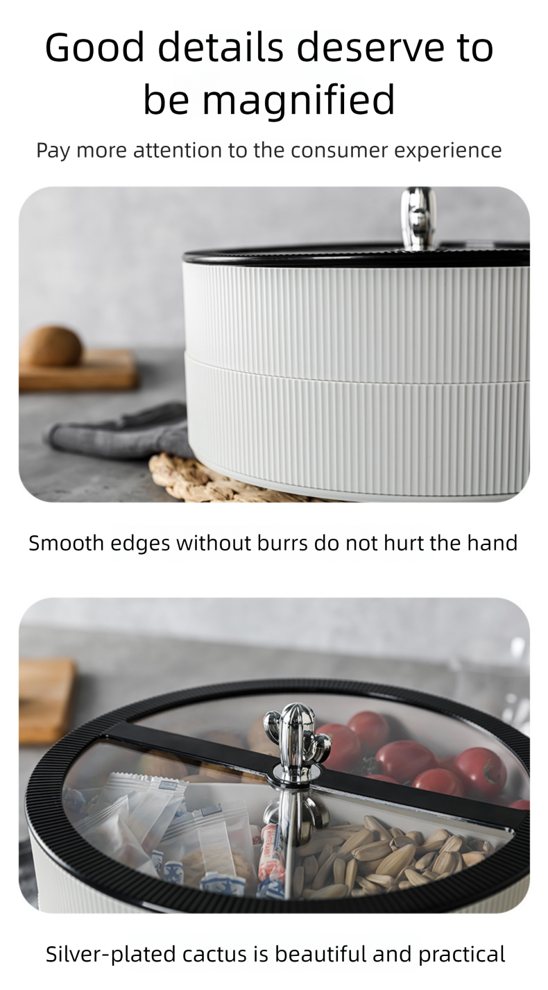 Luxury Plastic Household Living Room Storage With Lid Double Layer Snack Special Candy Box Dried Fruit Plate_voghion.com