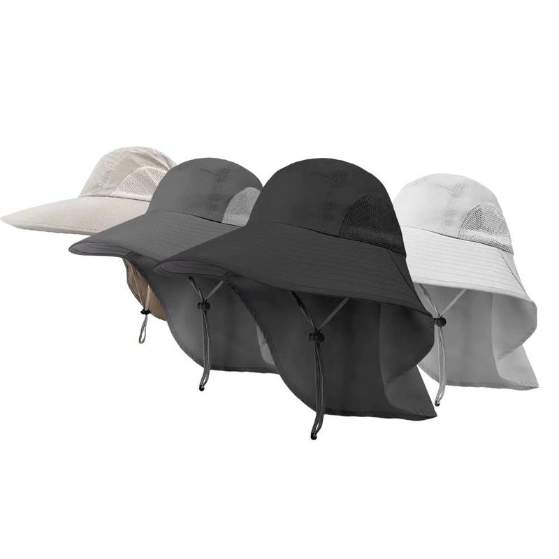 Nuovi arrivi Cappello da pescatore a tesa larga con copricollo da uomo, estivo, traspirante, con visiera protettiva anti UV UPF50_voghion.com