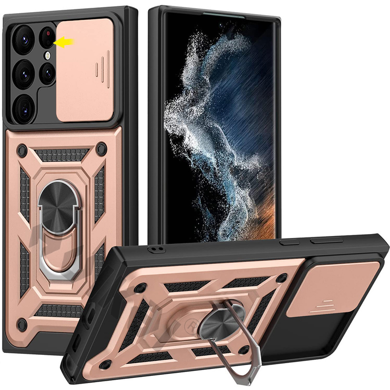 Voor Galaxy S22 Ultra 5G hoesje Samsung S22 S21 FE Ultra Plus A52 A53 A73 Slide Stand Ring Camera Militaire Klasse Armor Ring_voghion.com