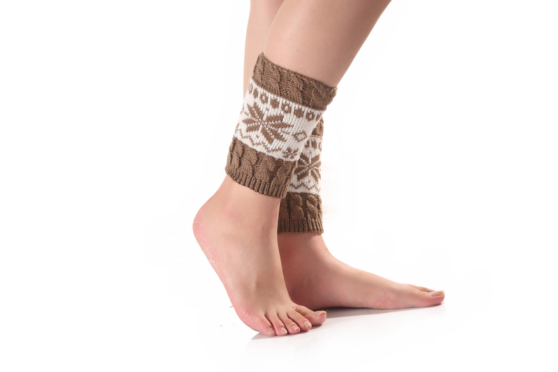 Herbst und Winter Neue Weihnachtsschneeflocke Kurze farbige warme Socken, gestrickte Wollstiefel, Leggings_voghion.com