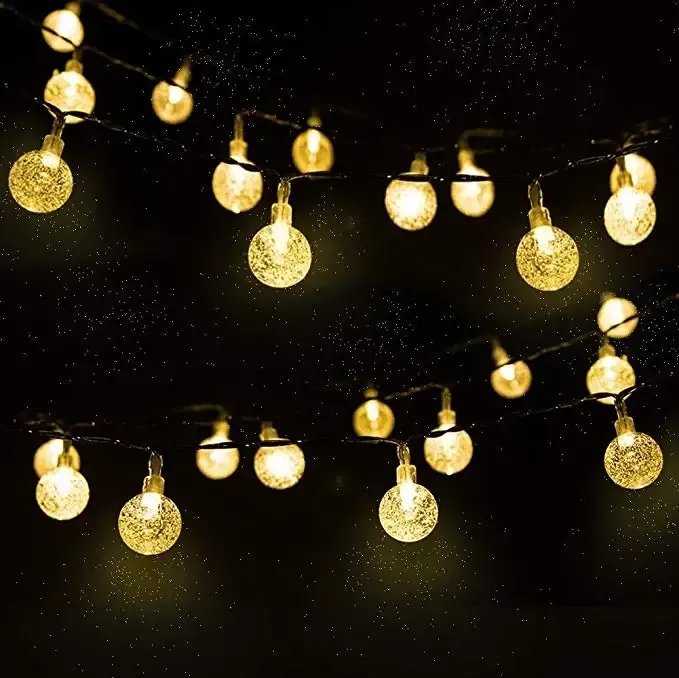 2024 neue Solar Kristall Globus LED String Lichter LED Solar Outdoor Licht IP65 Fee Licht Weihnachten Girlande Für Garten Party decor_voghion.com