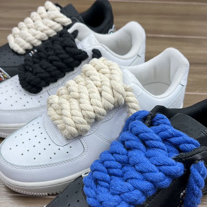 2 STK 120-160 CM Tjock bomull e Vävning Twisted Rep Fet Skosnören Dam Herr Sneakers Låg topp Canvas Skosnören Snören_voghion.com