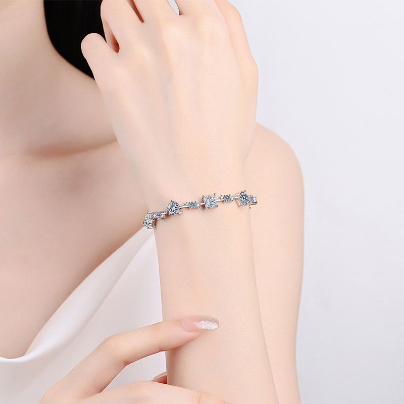 Bracciale da donna in argento puro con pietra Mosang irregolare, piccolo e popolare, placcato in oro PT950._voghion.com