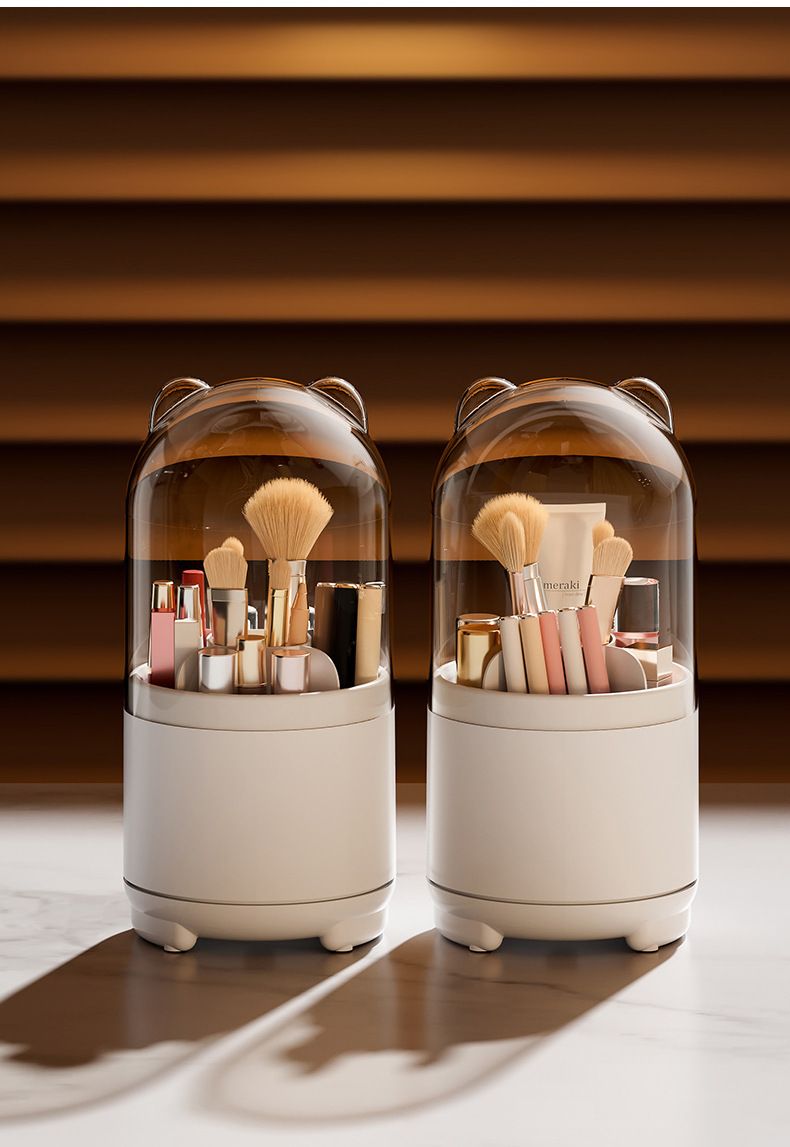 Make-up-Tools & Zubehör Rotierender staubdichter Schönheitspinsel Lidschattenpinsel Puderpinsel Desktop-Augenbrauenstift Eyeliner Aufbewahrungseimer Stifthalter_voghion.com