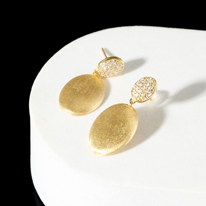 Orecchini a bottone in argento sterling Niche Orecchini in zircone spazzolato fatti a mano Orecchini autunnali e invernali leggeri di lusso in stile vintage da donna di alta gamma_voghion.com