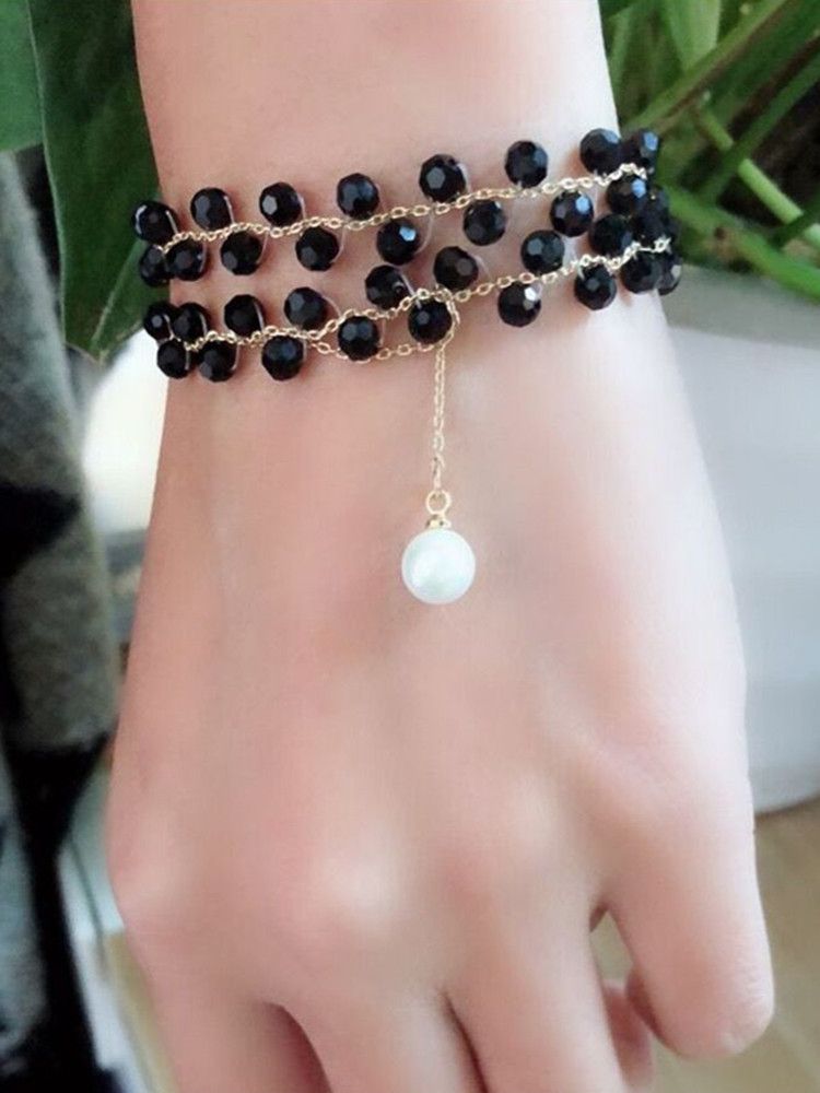 Kalten stil schwarz kristall halskette neue Koreanische temperament einfache halskette net promi high-end-schlüsselbein kette_voghion.com