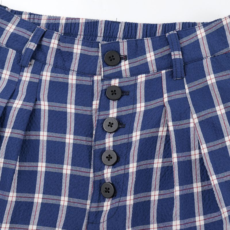 Lässige, lässige Herrenhose im amerikanischen Stil, trendige High Street-Hose, knitterfrei, weit geschnitten, kariert, gerader Beinausschnitt mit Knopfverschluss_voghion.com