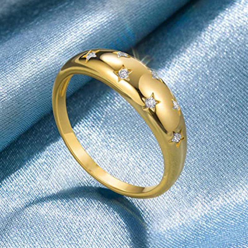Crystal Star Chunky Ring For Women Vintage Trendy Gold Color Zirconia Finger Stacking Rings Punk Accessories Retro_voghion.com