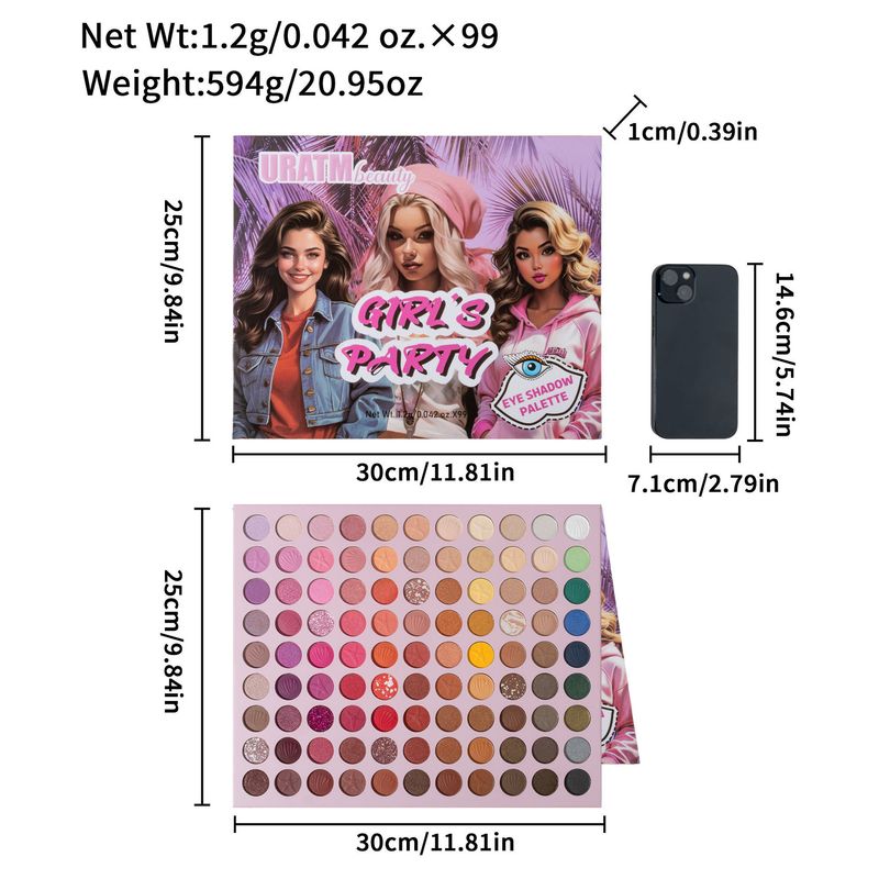 URATM 99-Color Makeup Palette - Matte, Pearlescent & Fine Shimmer Eyeshadows - Long-Lasting, Smudge-Proof, Highly Pigmented & Waterproof_voghion.com