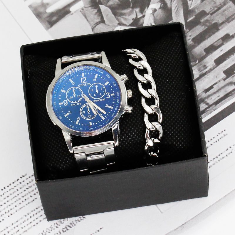 Orologio al quarzo da uomo HASESG con bracciale in acciaio al titanio - Set stile hip hop, quadrante nero/bianco, cassa in lega, accessorio di moda per uomo_voghion.com