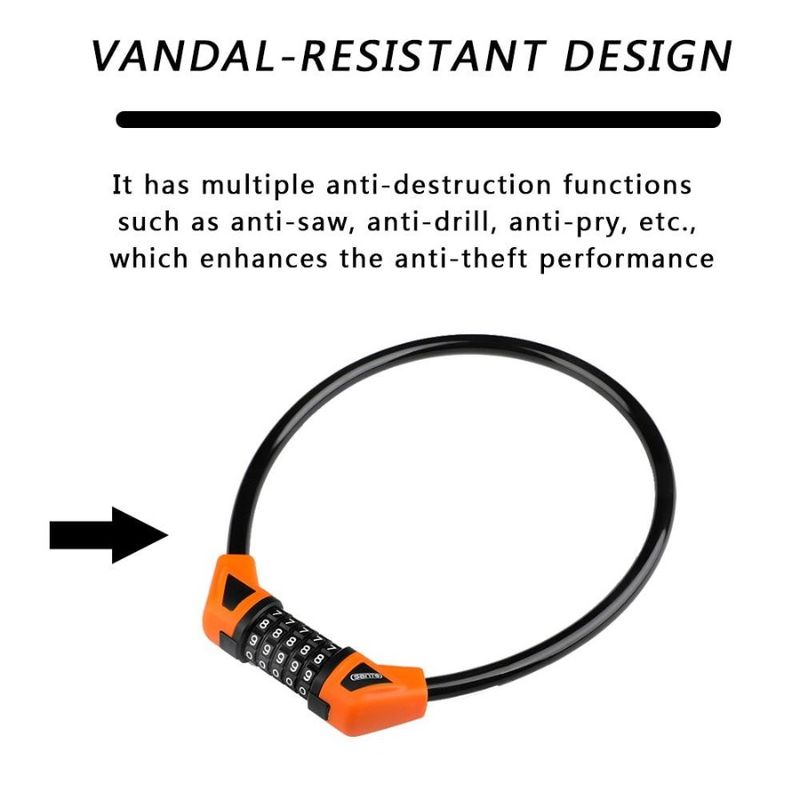 Chain With Lock Bicycle Password Lock Lock Cable Security Antitheft Combination Bicycle Bicycle 5digit 5digit Combination Reset_voghion.com