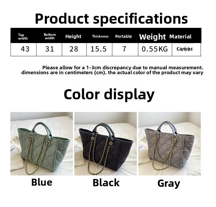Borsa a tracolla grande capacità, borsa a tracolla alla moda con catena a rombo, borsa da pendolare_voghion.com