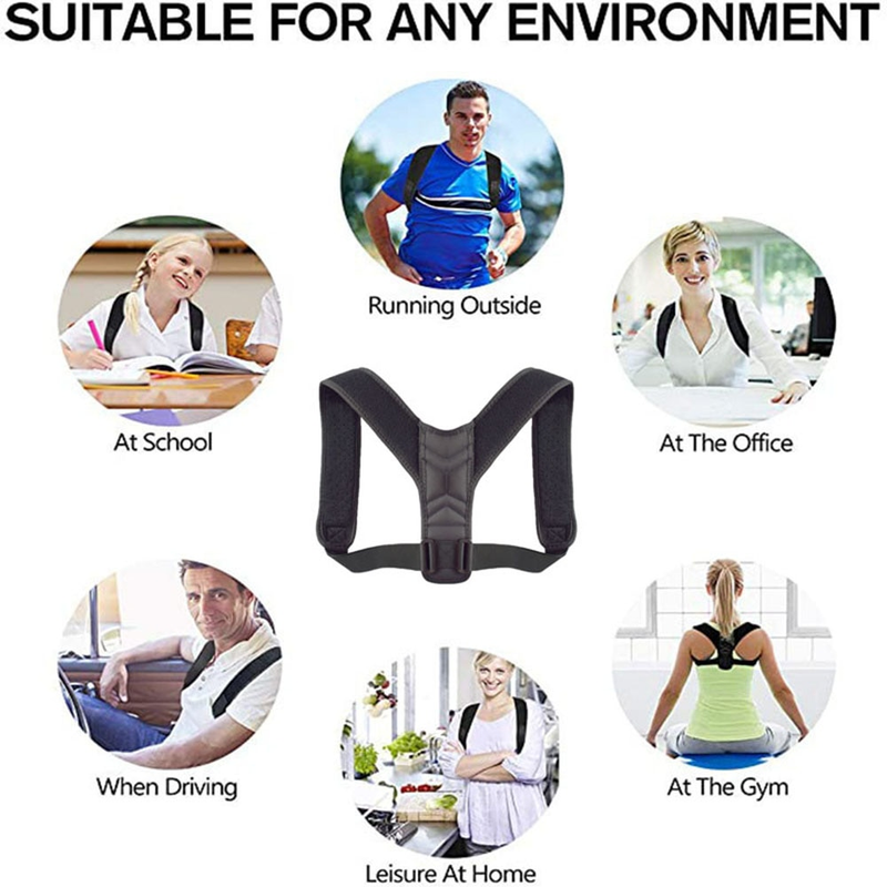 Clavicle Spine Corrector Belt Adjustable Unisex Upper Back Shoulder Lumbar Posture Correction fashion 70% discount_voghion.com