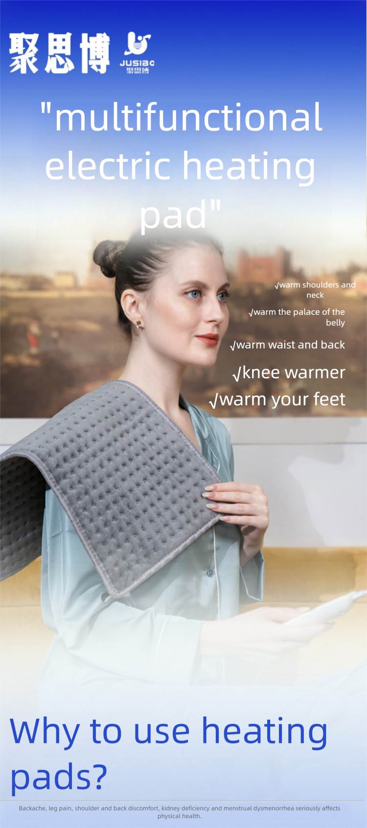Far Infrared Heating Pad - Intelligent Temperature Control Hot Compress Health Electric Blanket, Washable_voghion.com