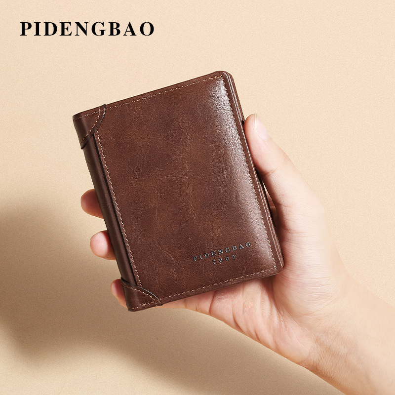 New Retro Men's Wallet Business Short Multi-slot Zipper Coin Wallet Men's Wallet_voghion.com