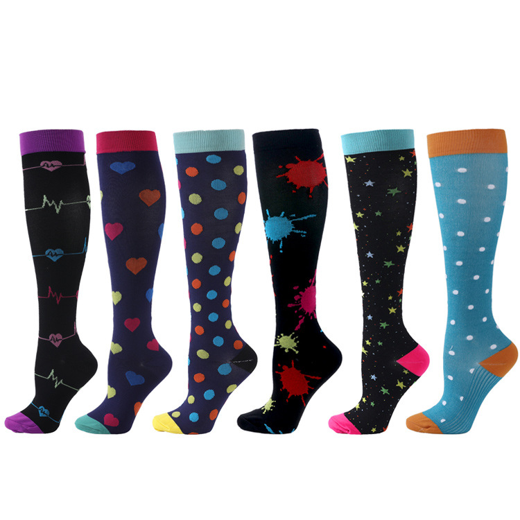 Spot casual outdoor skipping rope pressure socks adult sports socks sports color striped socks elastic socks compression socks combination_voghion.com