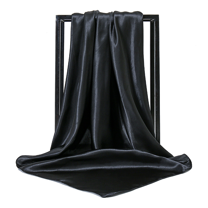 Fashion temperament new satin women's pure color scarf imitation silk monochrome professional flight attendant square scarf_voghion.com