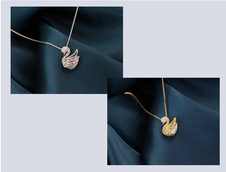 S925 sterling zilveren ketting dames veelzijdige Koreaanse editie kleine zwaan hanglamp luxe en uniek design kettingdecoratie_voghion.com