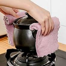 Cleaning Cloths Kitchen Towels Microfiber Washcloths Lint Free Dish Cloth Reusable Dishtowels Household 10"x10", Pack of 5 _voghion.com