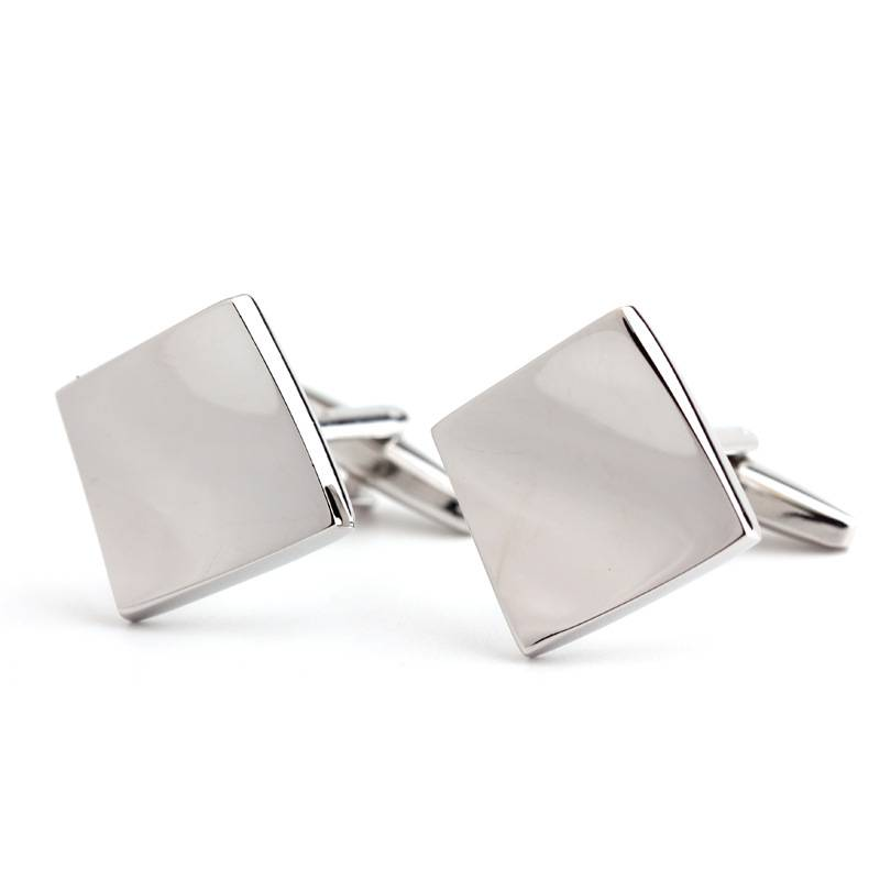 Shaped tile plain metal cufflinks French shirt men's cuff cufflinks_voghion.com