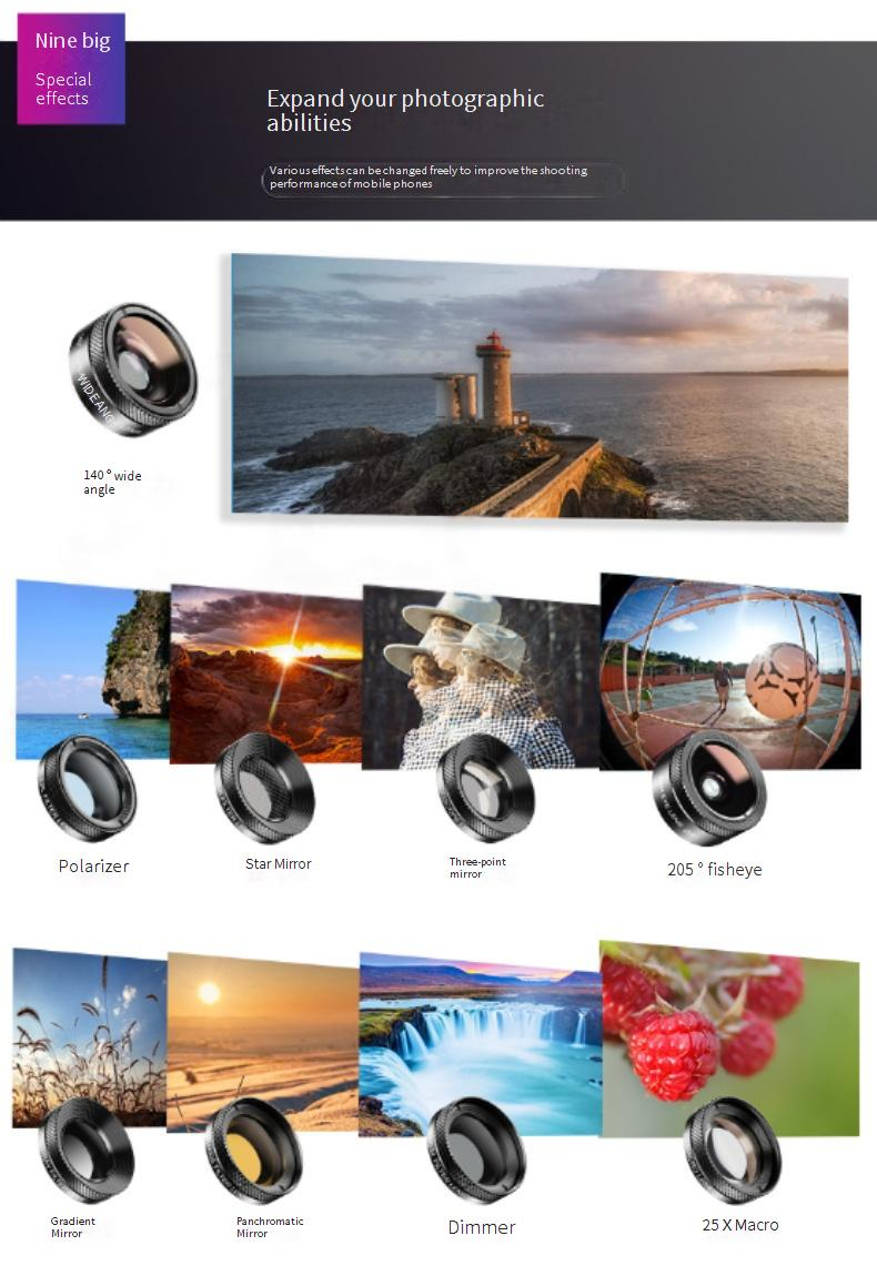 Mobile Phone Accessories Multi Functional Fisheye Wide Angle Macro Polarized Starlight Gradient Filter 11 In 1 Set Universal Mobile Phone Lens_voghion.com