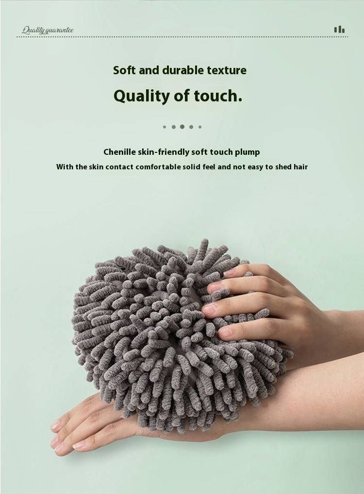 Chenille Hand Towel Ball - Super Absorbent & Quick-Dry Hanging Kitchen Towel For Home, Dishwashing & Multi-Purpose Cleaning_voghion.com
