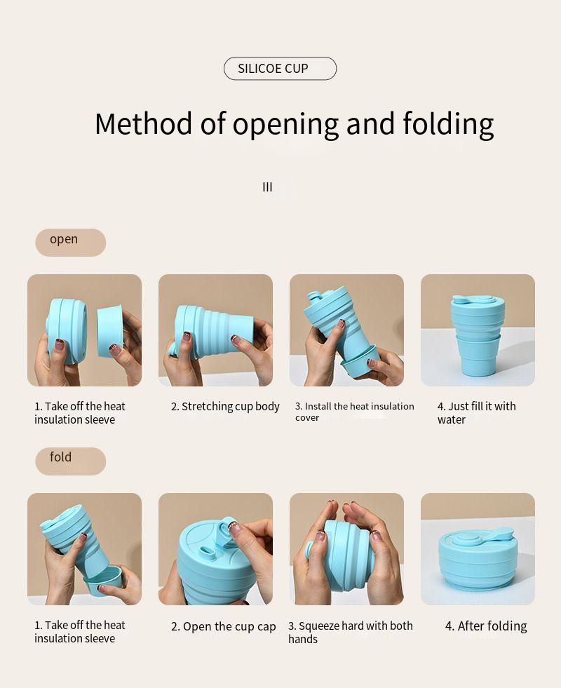 Faltbecher für Reisen im Freien, praktischer Strohhalm, faltbarer Wasserbecher aus Silikon_voghion.com