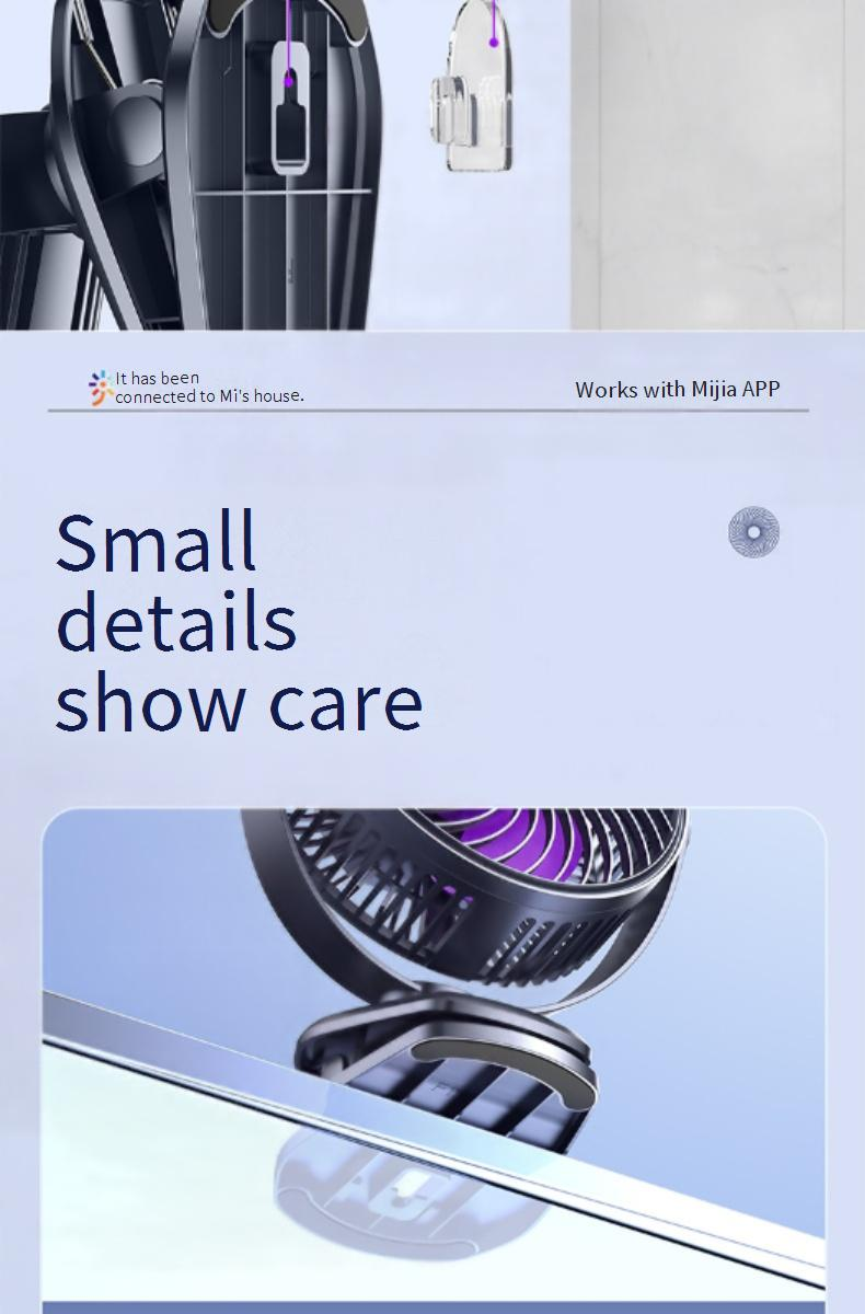 Wentylator biurkowy z akumulatorem USB - 25 dB, bardzo cichy, do biura/akademika, 3 prędkości i 8 godzin pracy, mocowany na klipsie i stojaku, miniaturowy wentylator o podwójnym zastosowaniu_voghion.com