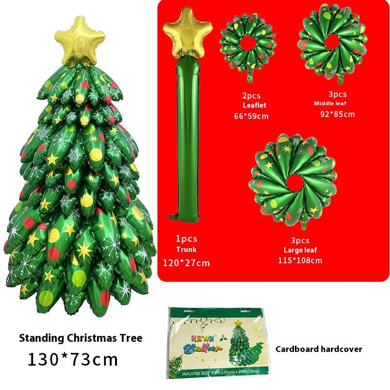 Ensemble de ballons en aluminium pour sapin de Noël – Décoration festive 3D pour anniversaires, fêtes et occasions spéciales (multi-styles, rouge/vert/blanc)_voghion.com