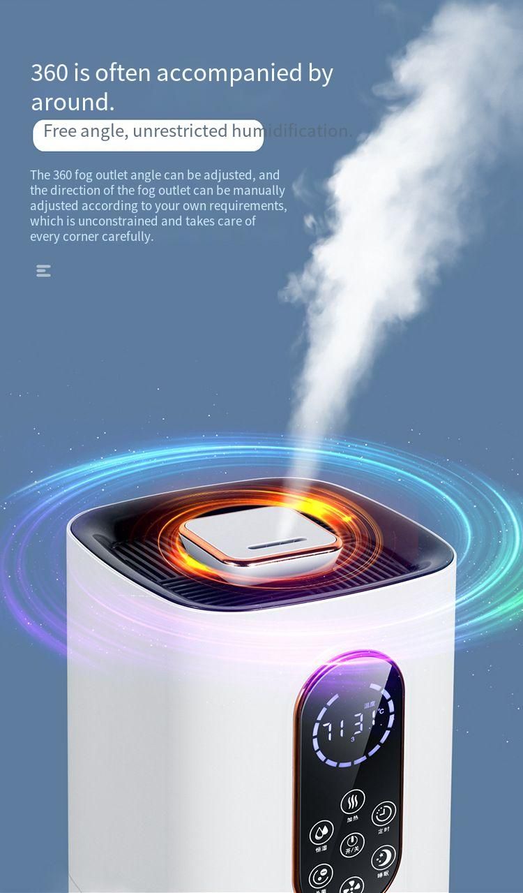 Humidificateur ultrasonique à vapeur chaude avec télécommande, grande capacité de 6 L, fonctionnement silencieux pour la maison et le bureau, niveaux de brume réglables, arrêt automatique._voghion.com