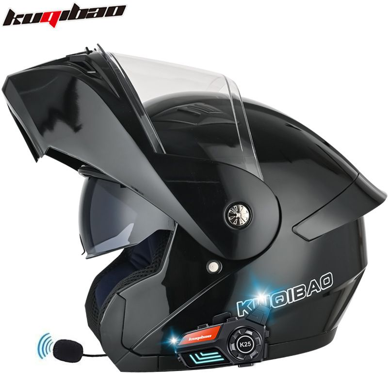 Casco modulare da moto con doppia visiera e Bluetooth K25 - Calotta in ABS, batteria a lunga durata, certificato 3C_voghion.com