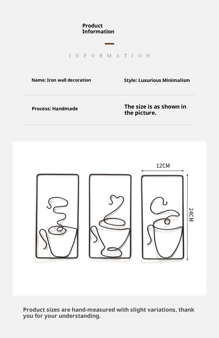 European-Style Coffee Cup Wall Art – Iron Hanging Decor For Entryway & Home (Black/Gold, Set Of 3)_voghion.com