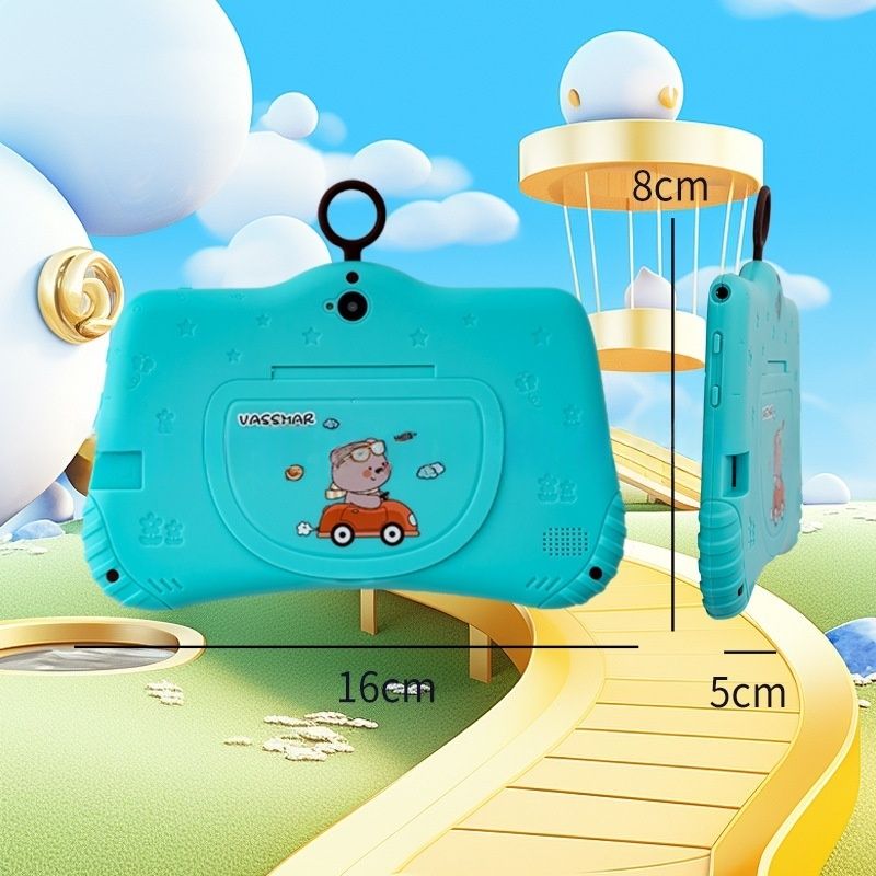 Stoßfestes 7-Zoll-Kindertablet mit Kindersicherung | Android 12 | 16 GB Speicher | Dual-Kamera | Bluetooth | IPS-Bildschirm | Vorinstallierte Lern-Apps_voghion.com