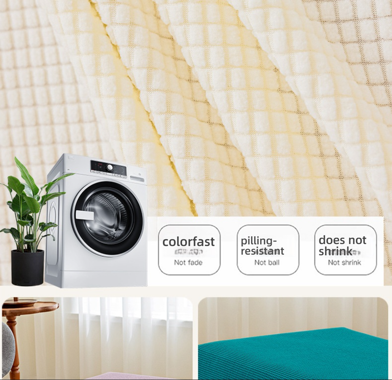 Dehnbarer Ottomanenbezug aus Polyester – Komplett abdeckendes Design ohne Reißverschluss, Karomuster, verschiedene Größen und Farben (Corn Grain Serie)_voghion.com