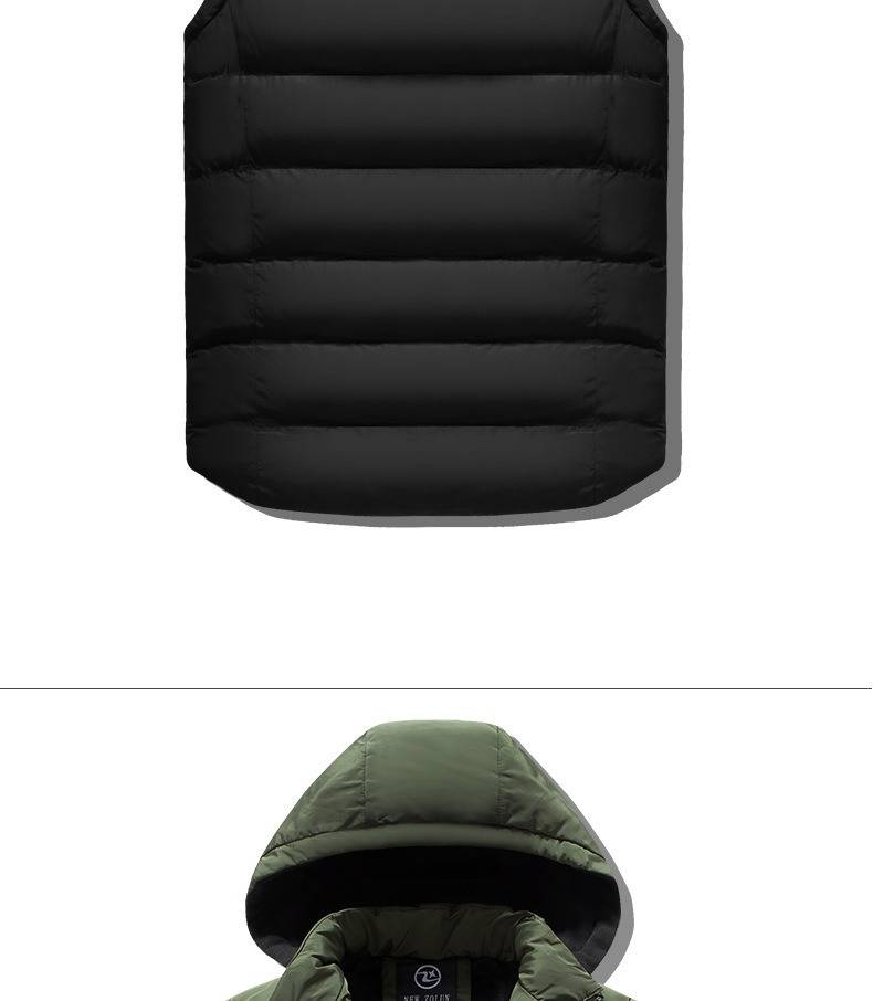 Veste sans manches matelassée d'hiver pour homme, à capuche amovible, fermeture éclair et col montant (noir, marine, olive, kaki, bordeaux)_voghion.com