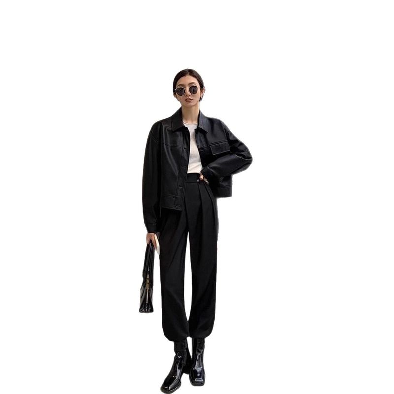 Trendy Brown For Women Spring Autumn 2025 New Fashion Short Leather Jacket High-end Small Size_voghion.com