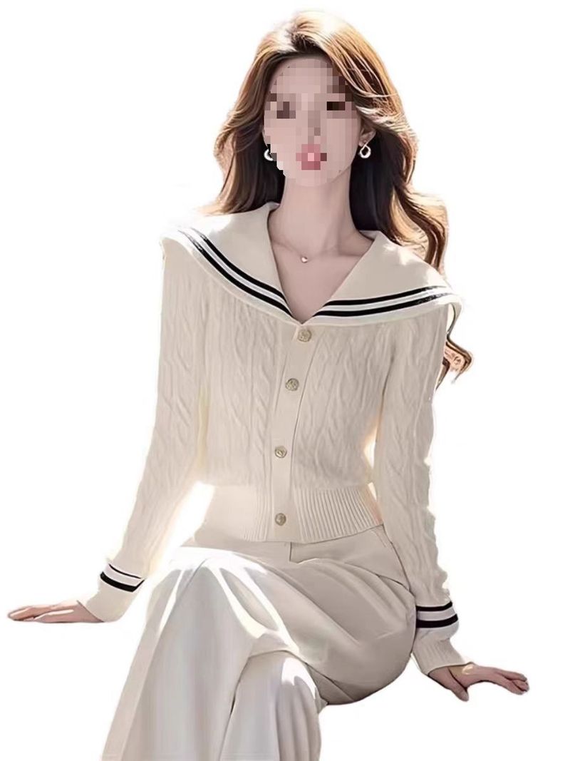 Navy hals weiche sticky kurze lange ärmeln für frauen in herbst winter 2024, slim fit und schlankmachende, gepaart mit einem weißen_voghion.com
