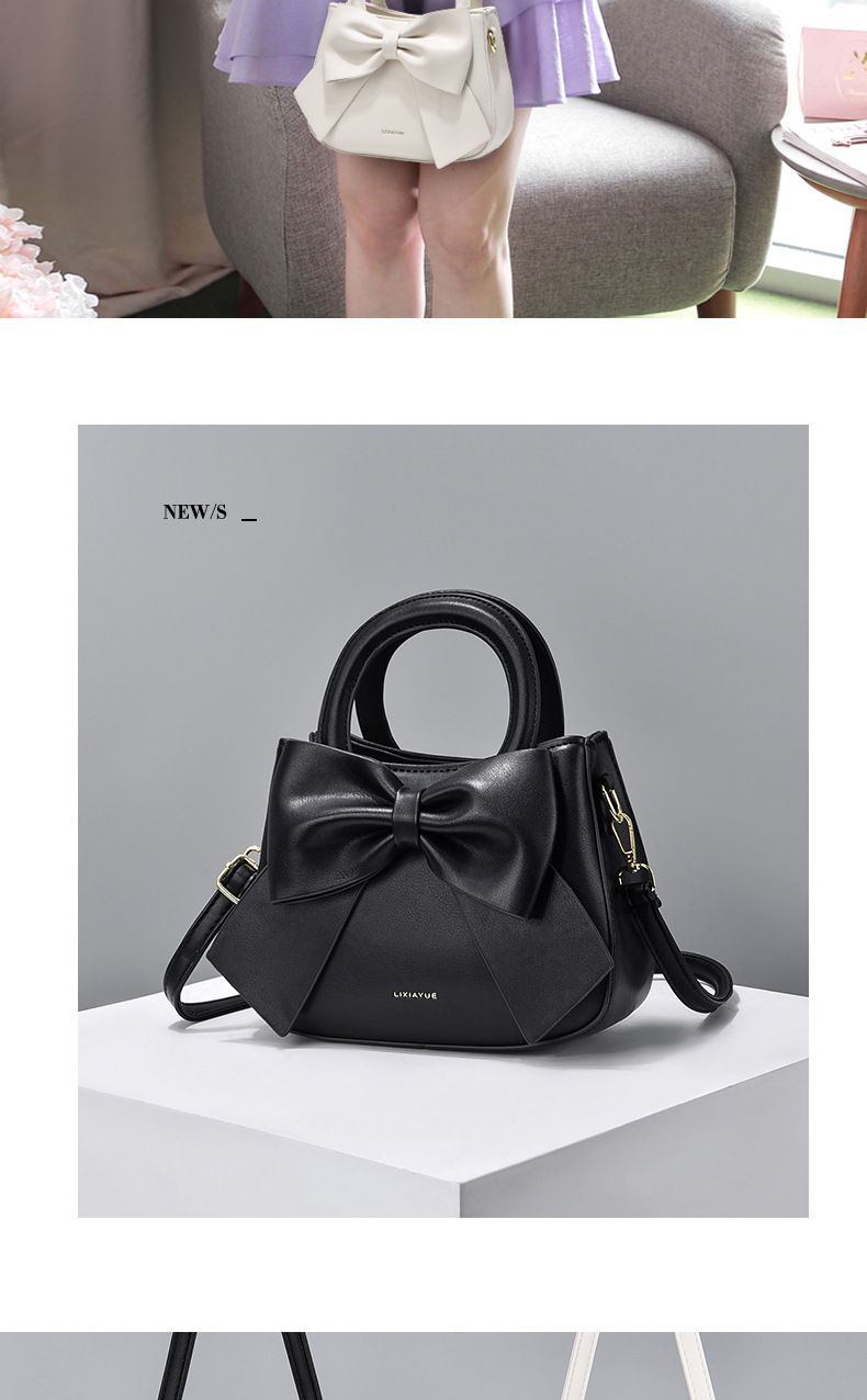 Elegante borsa a mano con fiocco - Elegante borsa a tracolla da donna, in morbida pelle PU con tasche multiple, chic e versatile per l'uso quotidiano_voghion.com