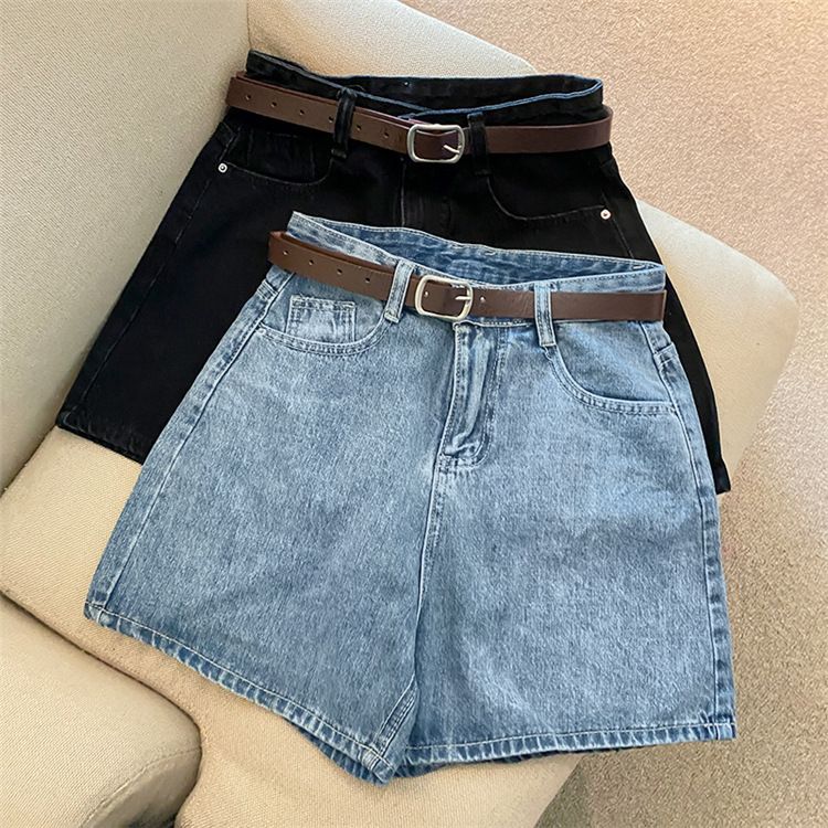 Roupas femininas Shorts jeans para mulheres Verão Novo estilo Tendência Ins Internet Celebridade Cintura alta Simples Fino Solto Perna larga Todos combinam A Linha Calças quentes_voghion.com