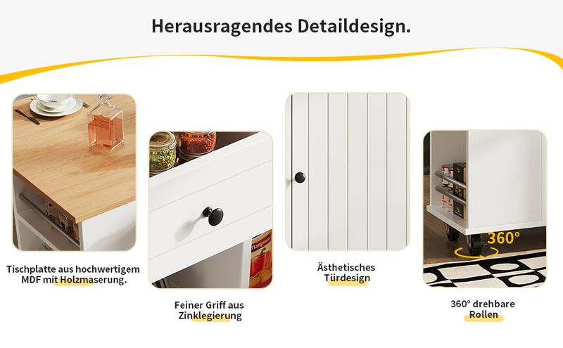 Kücheninsel Mit Trennwänden, Snackhalter, Weinglasregal, Holzmaserung, Weiß_voghion.com
